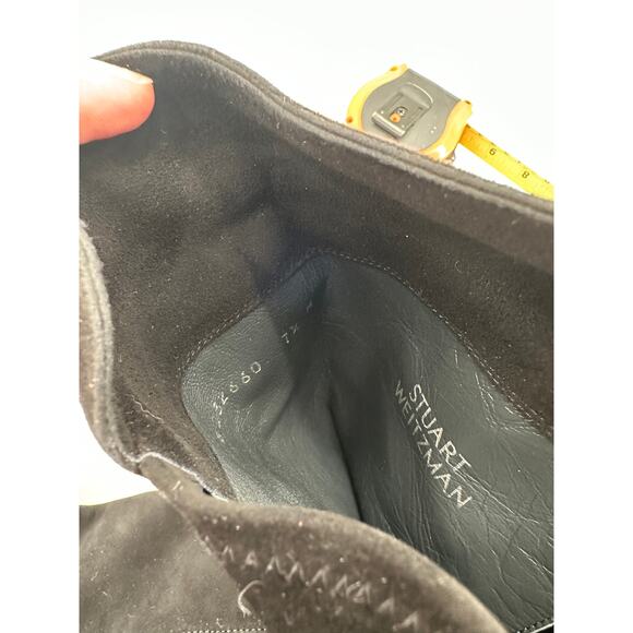 Stuart Weitzman Black Suede Allgood Low Heel Knee Boot 7.5 - Picture 8 of 9